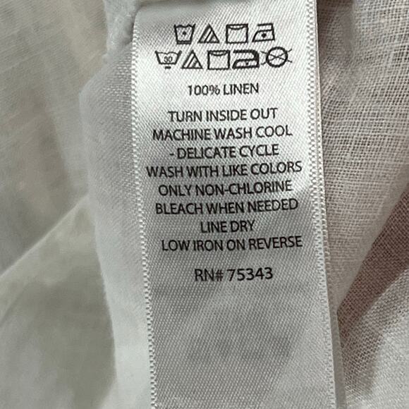 Sigrid Olsen Shirt Womens 1X White Linen Sleeveless V Neck Collared Pockets Top - Picture 9 of 9